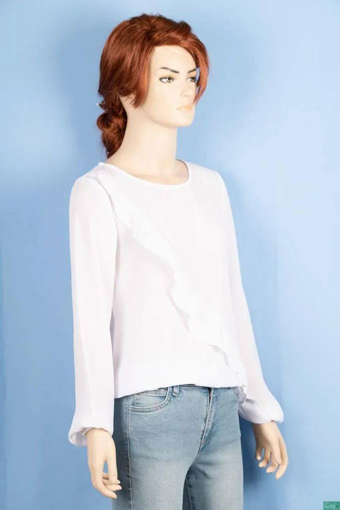 Ladies Asymmetric Side Ruffle Tops