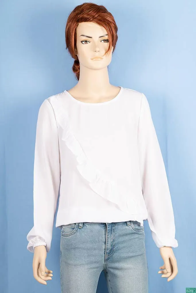 Ladies Asymmetric Side Ruffle Tops