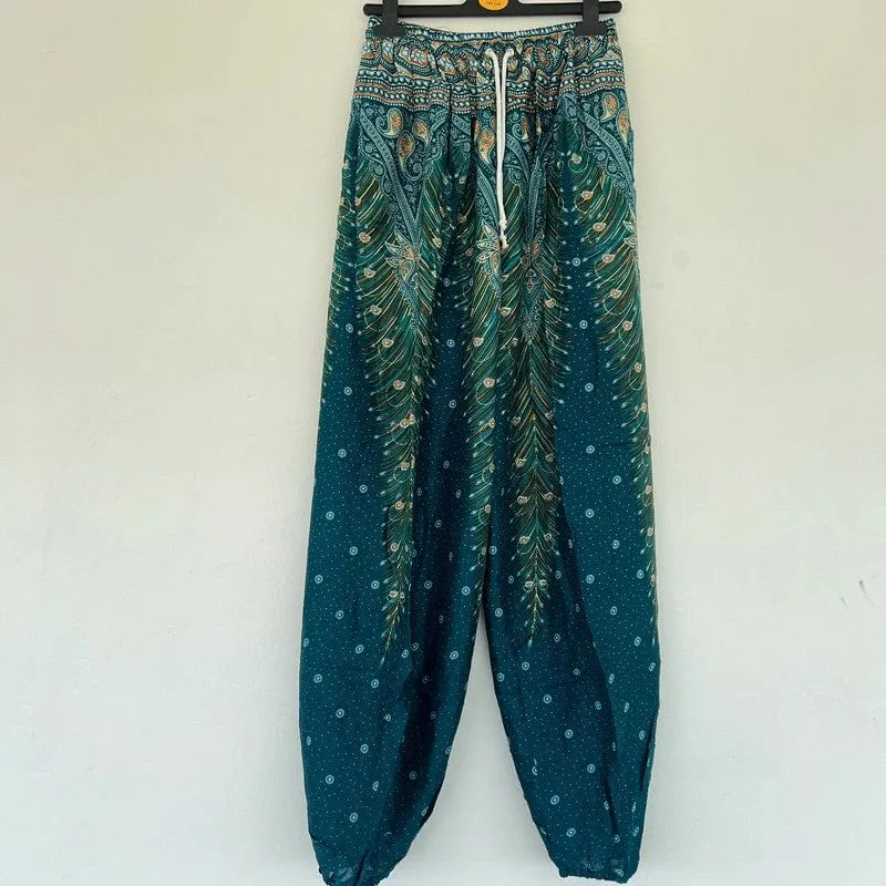 Ladies Green Harem Pants Gypsy Hippy Aladdin Genie Female Womens Hippie Trousers