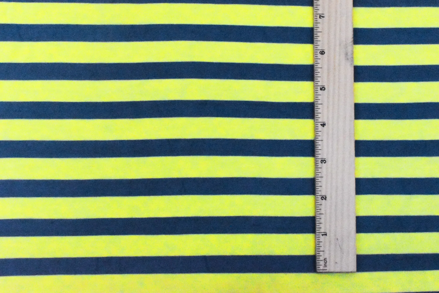 Lemon Yellow-Teal Stripe Stretch Jersey Knit Fabric