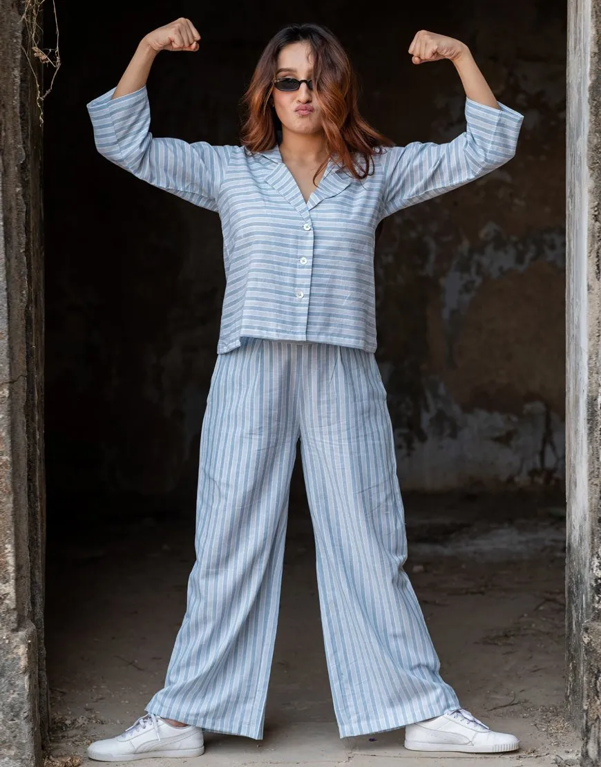 Light Blue Striped Co-ord Set