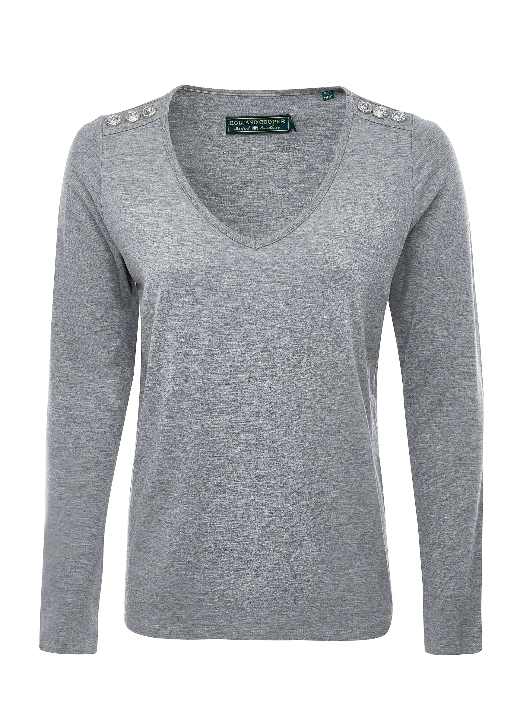 Long Sleeve V-Neck Tee (Grey Marl)