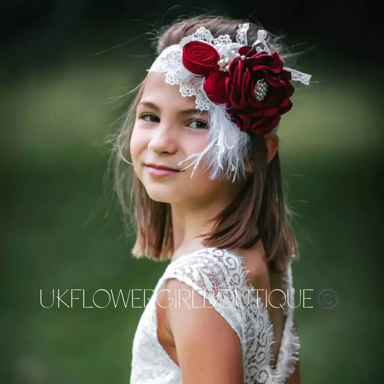 Luxe Elora Headband - Burgundy / Wine Flower