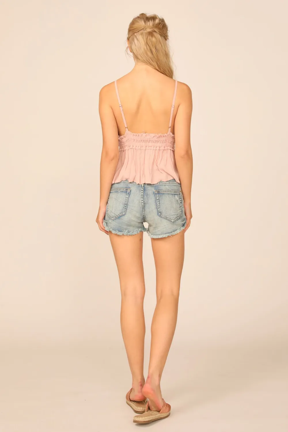 Mauve Cross Front Top W/ Ruffle Bottom