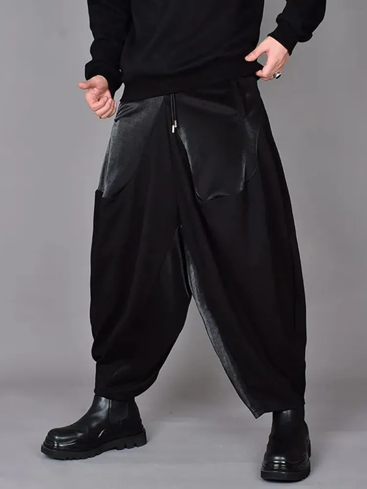 Mens Japanese Dark Style Splicing Casual Harem Pants