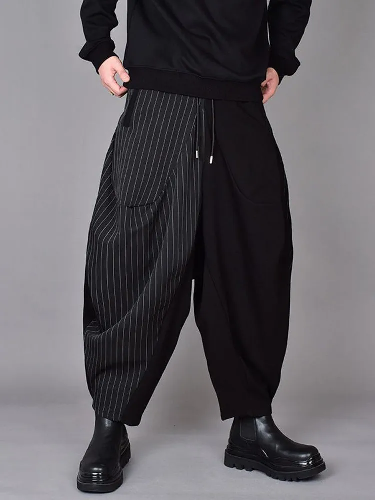 Mens Japanese Dark Style Splicing Casual Harem Pants