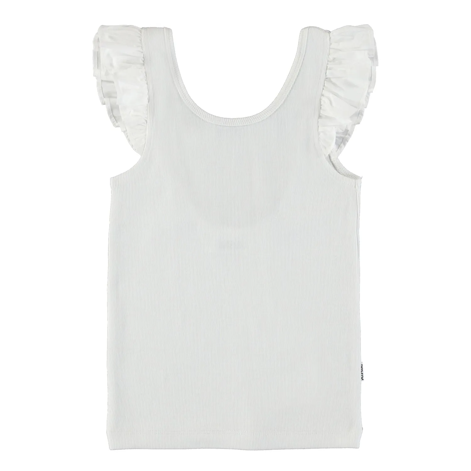 Molo Girls White Ruffle Reca Tops