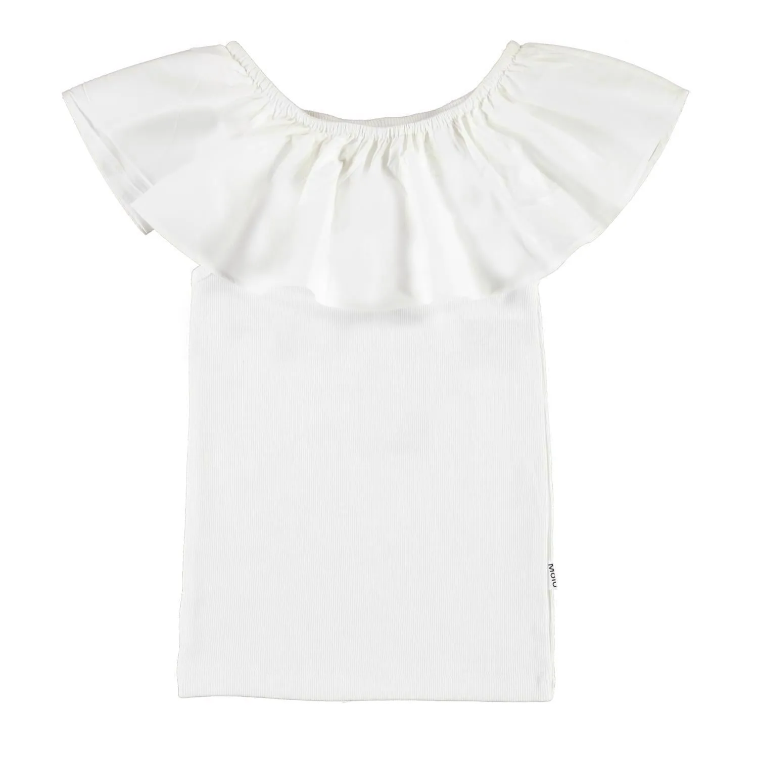 Molo Girls White Ruffle Reca Tops