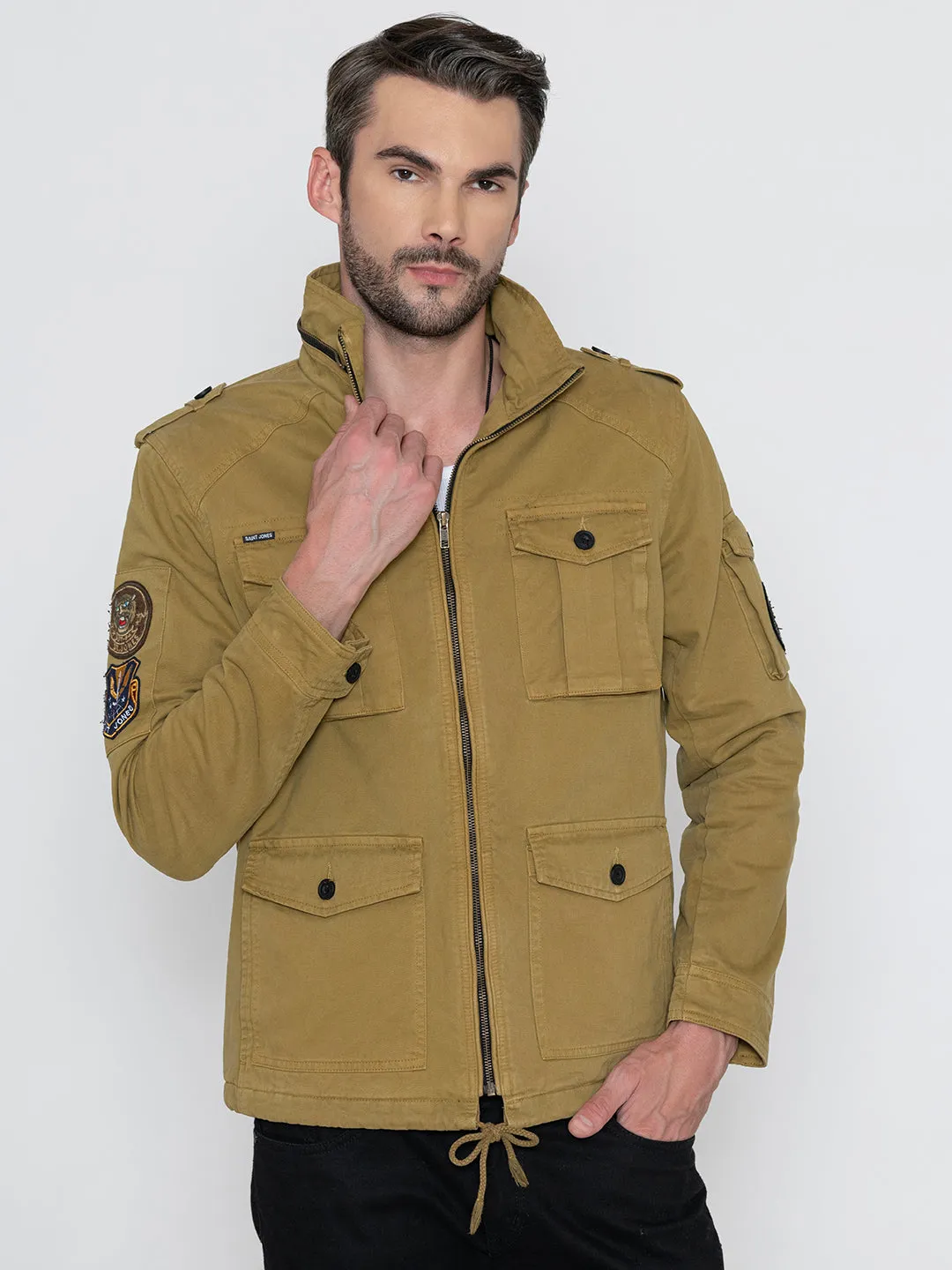 MUSTARD DETACHABLE HOODED JACKET.