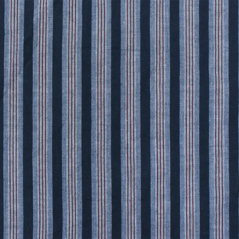 Navy-Red-Gray Famous Maker Stripe Stretch Spandex Cotton Shirting Fabric