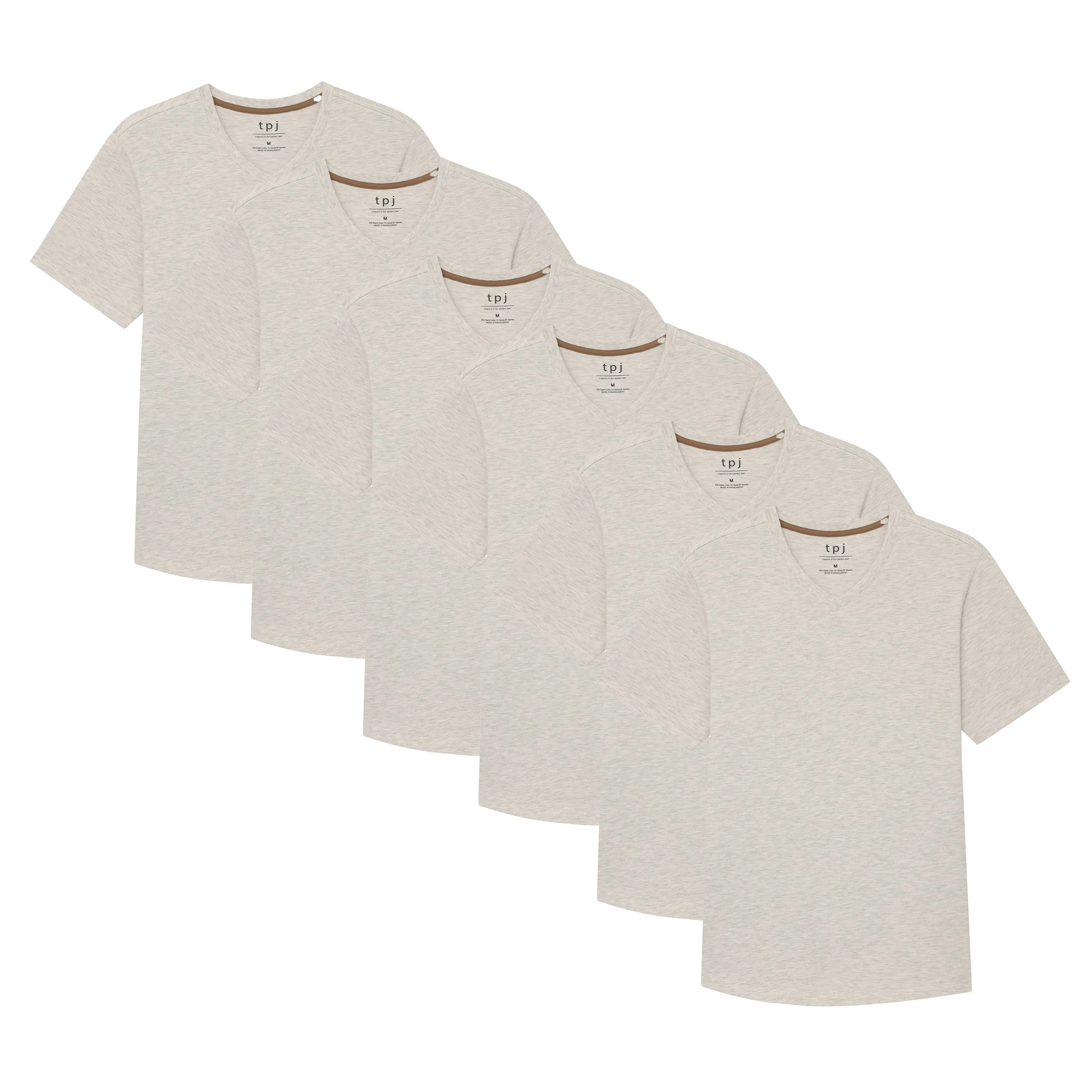 Organic V-Neck T-Shirt 6 Pack / Oatmeal Heather