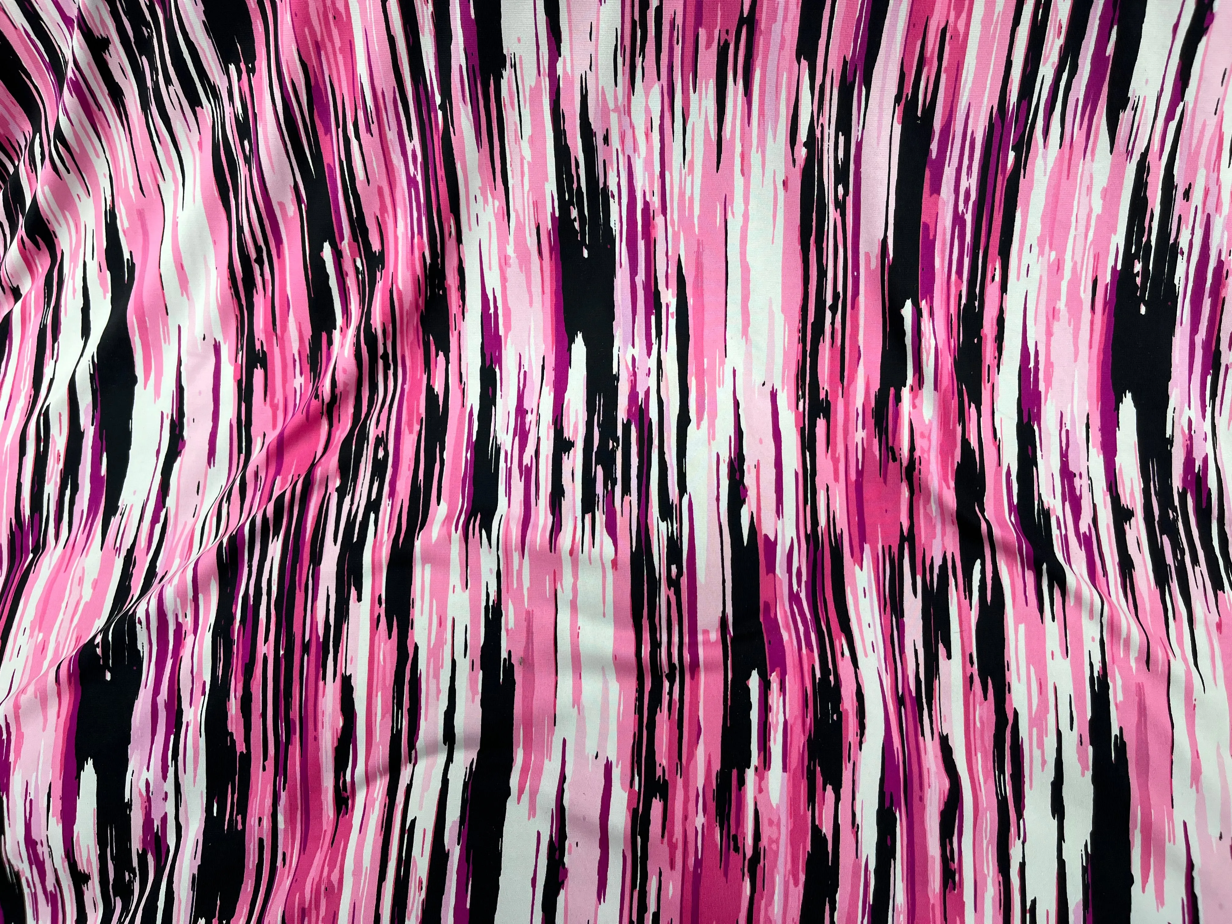 Pink Black Striped Jersey Fabric