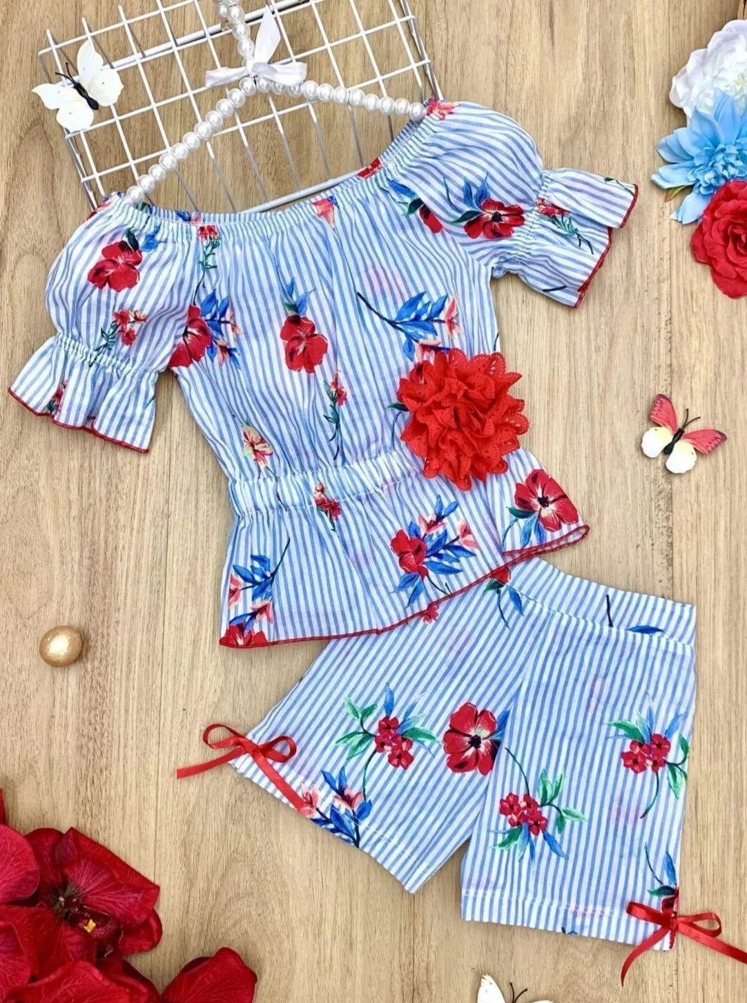 Pinstripe Princess Shorts Set