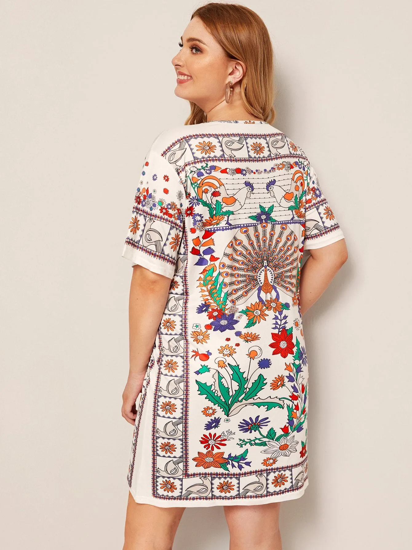 Plus Tribal Print T-shirt Dress