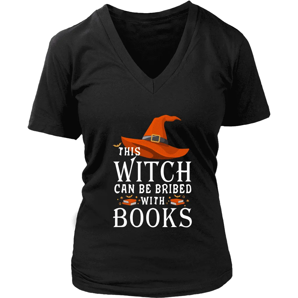 "Bribed With Books" V-neck Tshirt