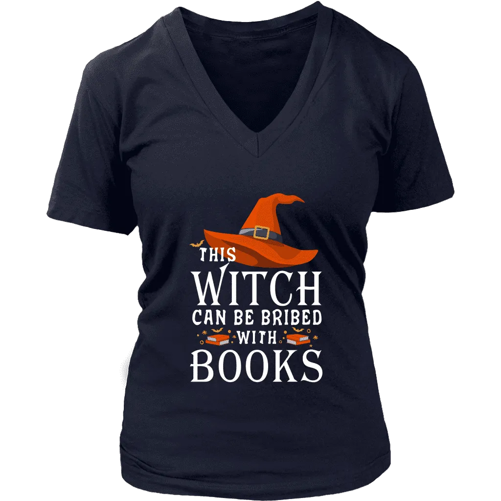 "Bribed With Books" V-neck Tshirt