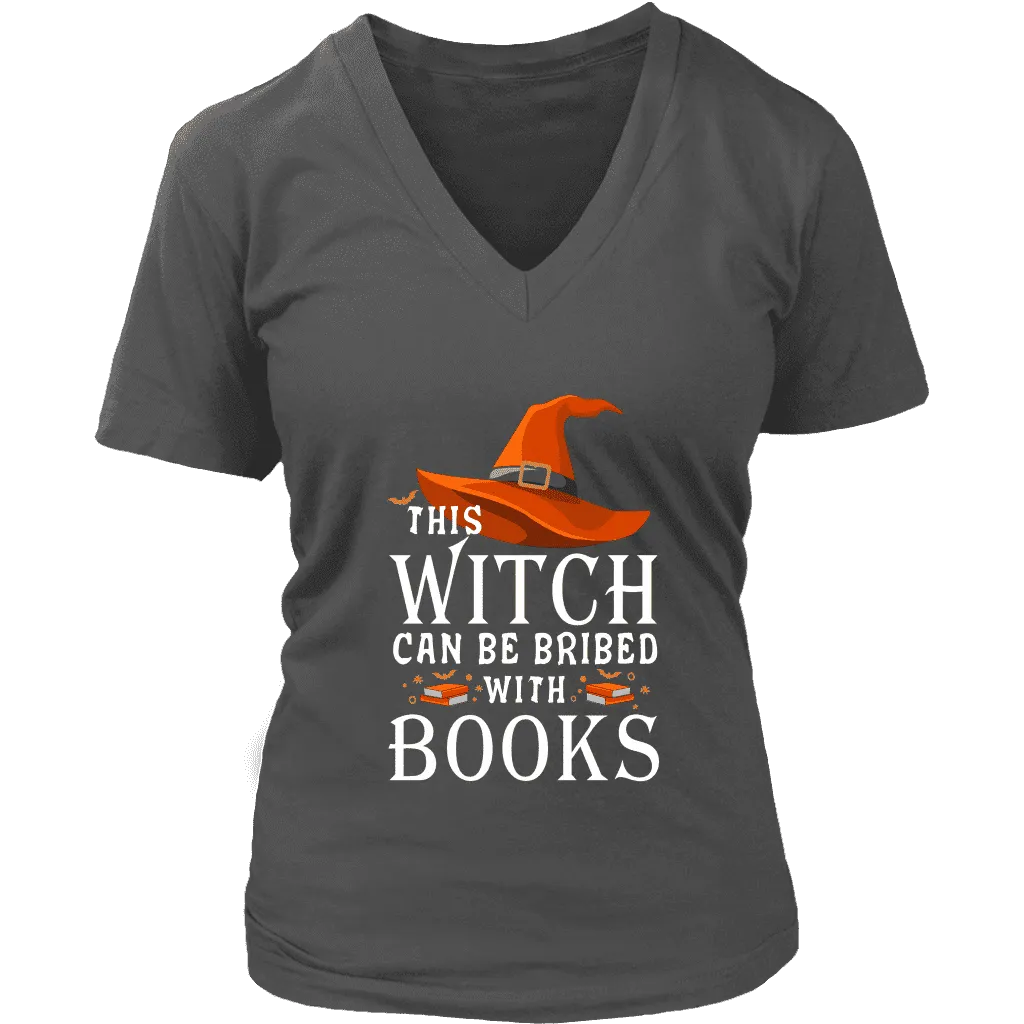 "Bribed With Books" V-neck Tshirt