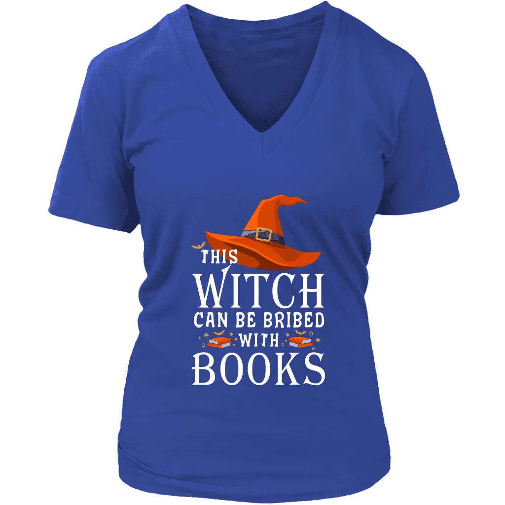 "Bribed With Books" V-neck Tshirt