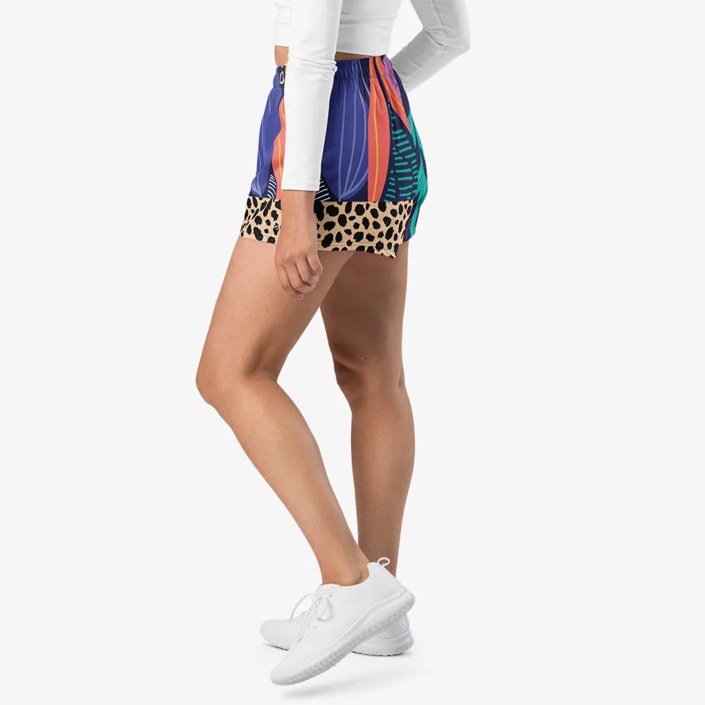 Recycled Breathy Shorts "Animal Leaves" Blue/Orange/Green