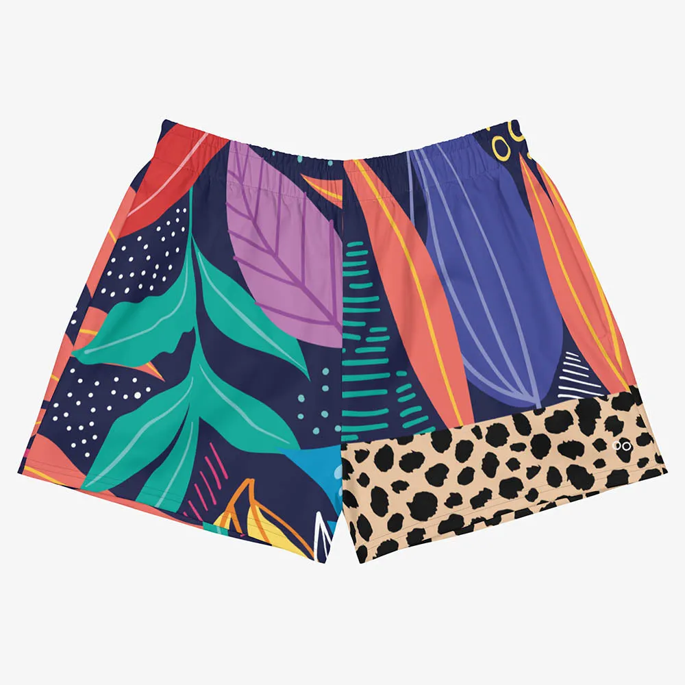 Recycled Breathy Shorts "Animal Leaves" Blue/Orange/Green