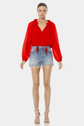 Red Lava Falls Deep Neckline Top