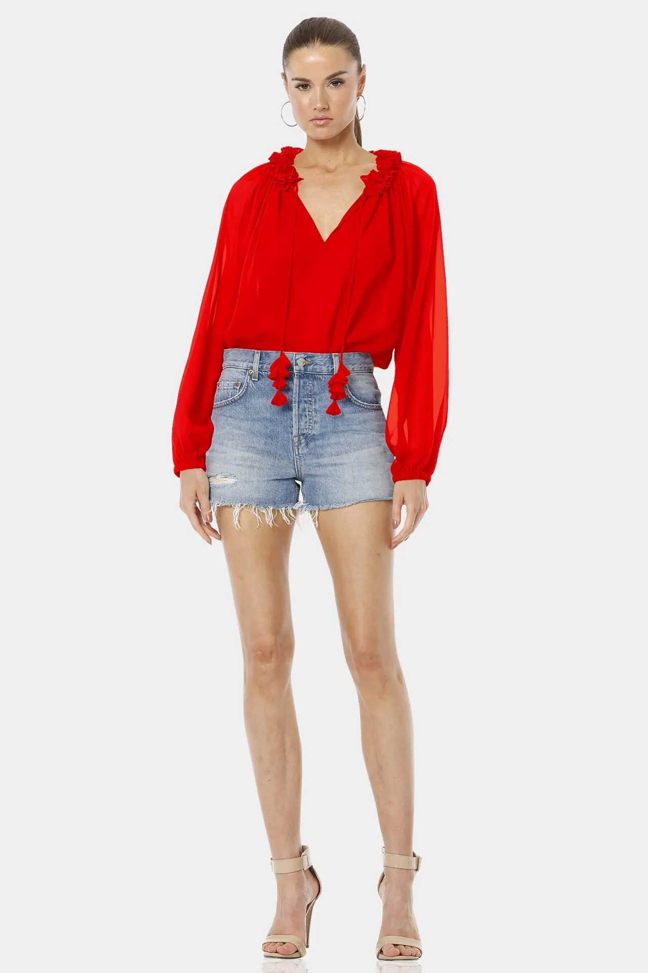 Red Lava Falls Deep Neckline Top