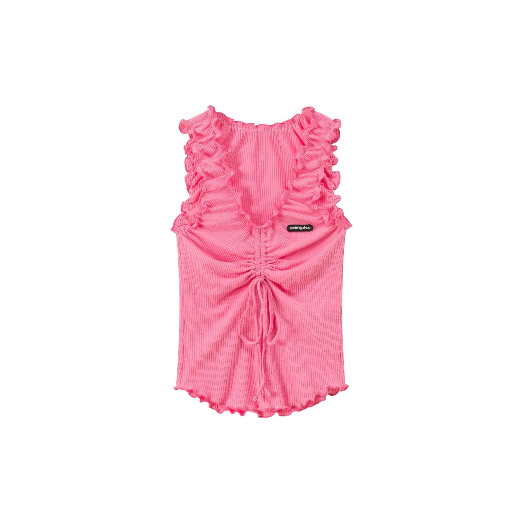 Ruffle Shirring Sleeveless Top