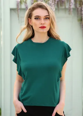 Ruffle Tee Jade Green