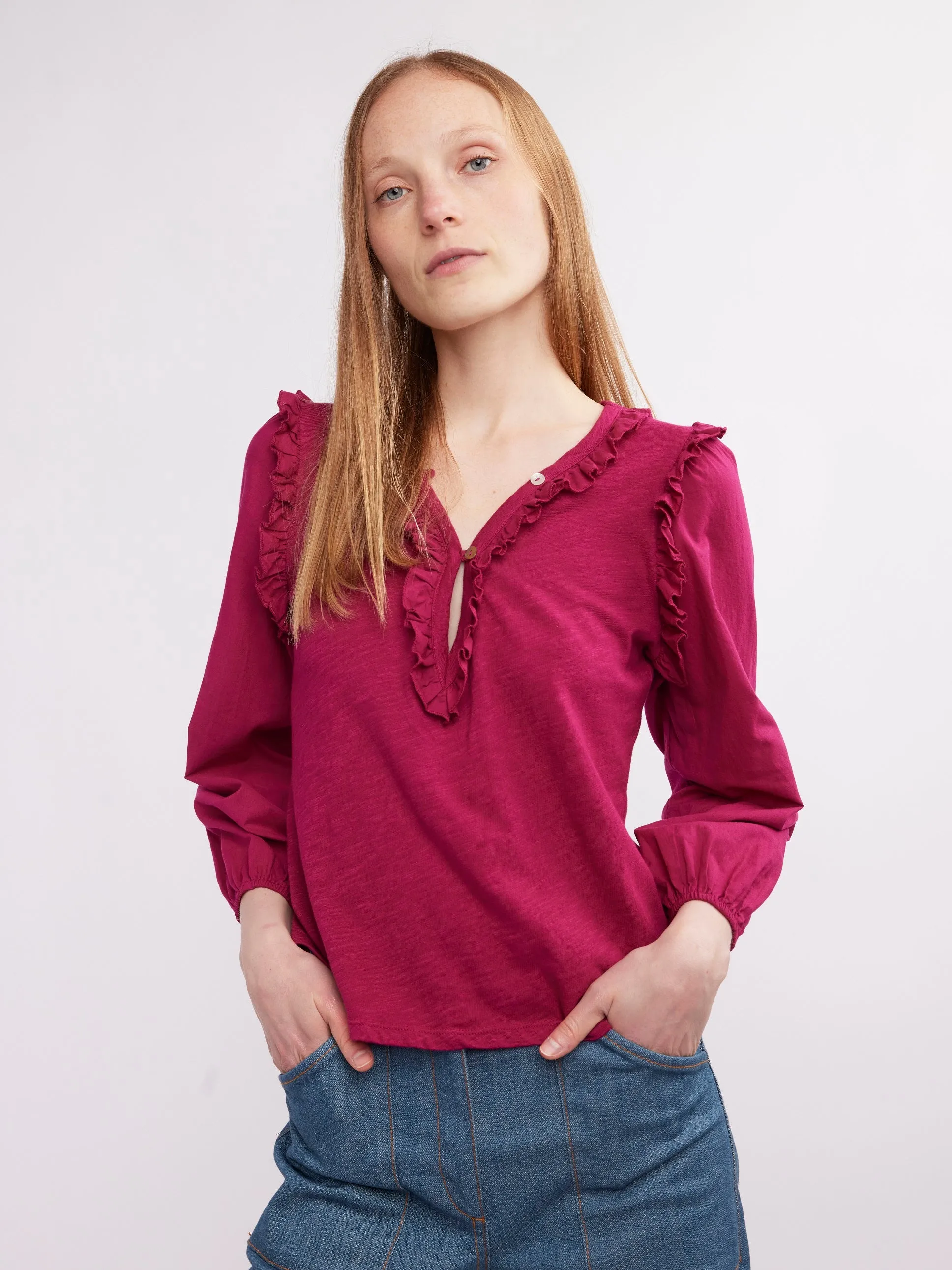 Rylee Mini Ruffle Button Tee