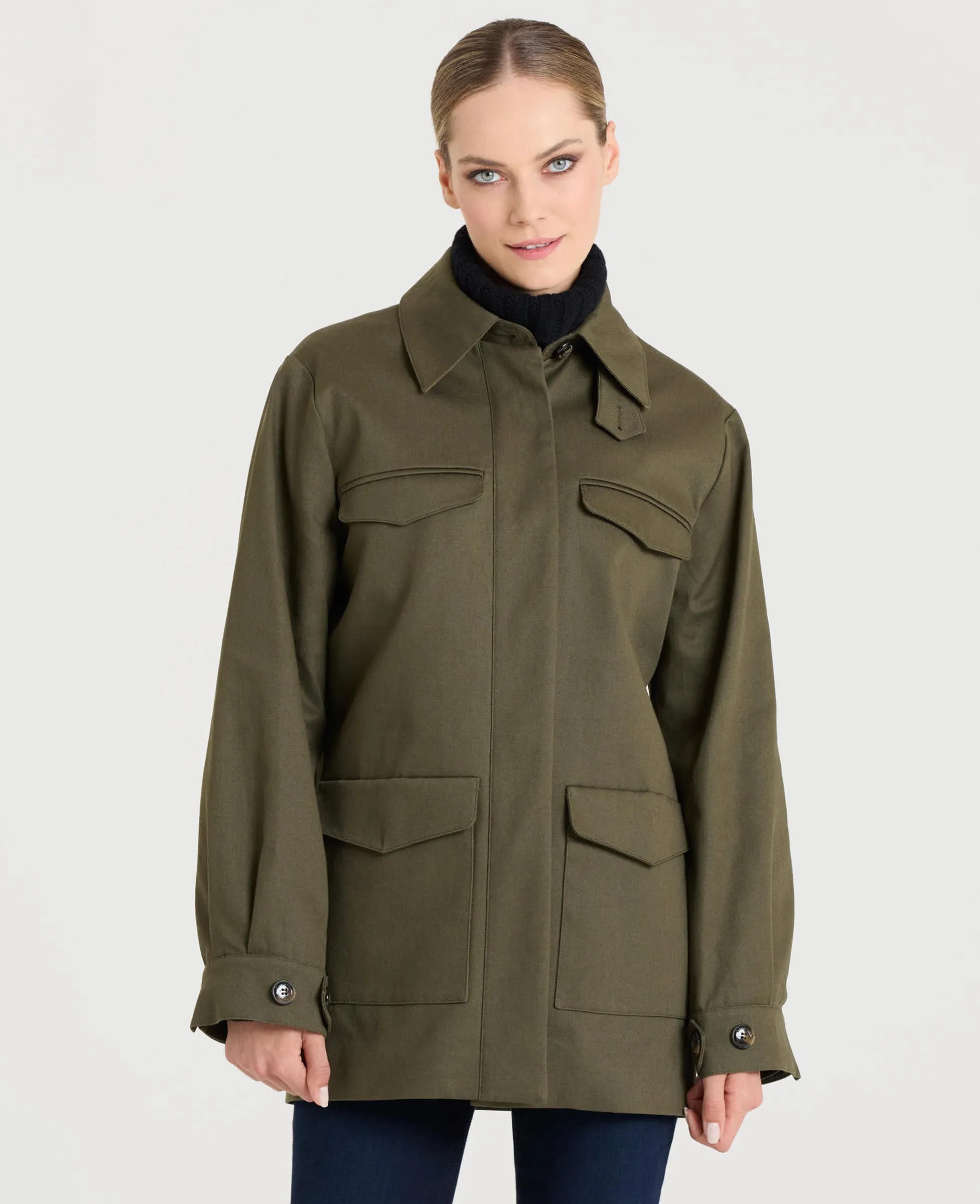 Sarah Utility Cotton Twill Jacket