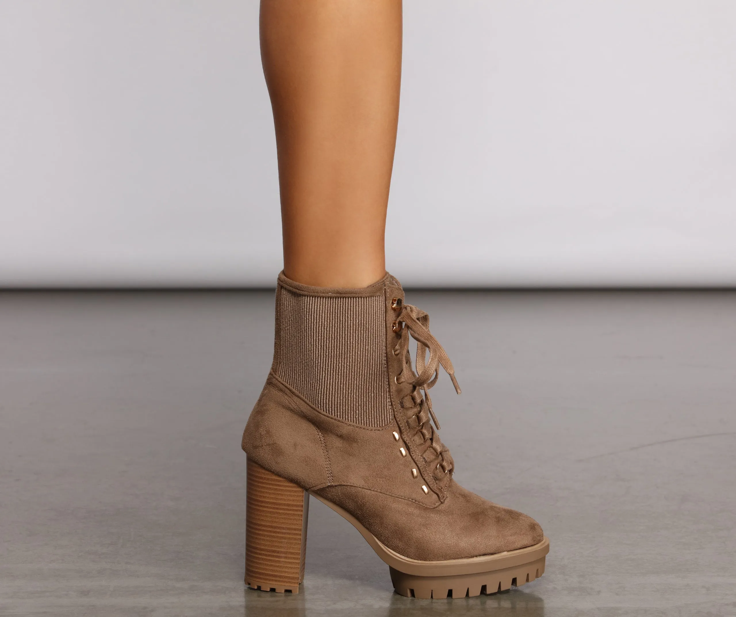 Slay In Faux Suede Lug Sole Booties