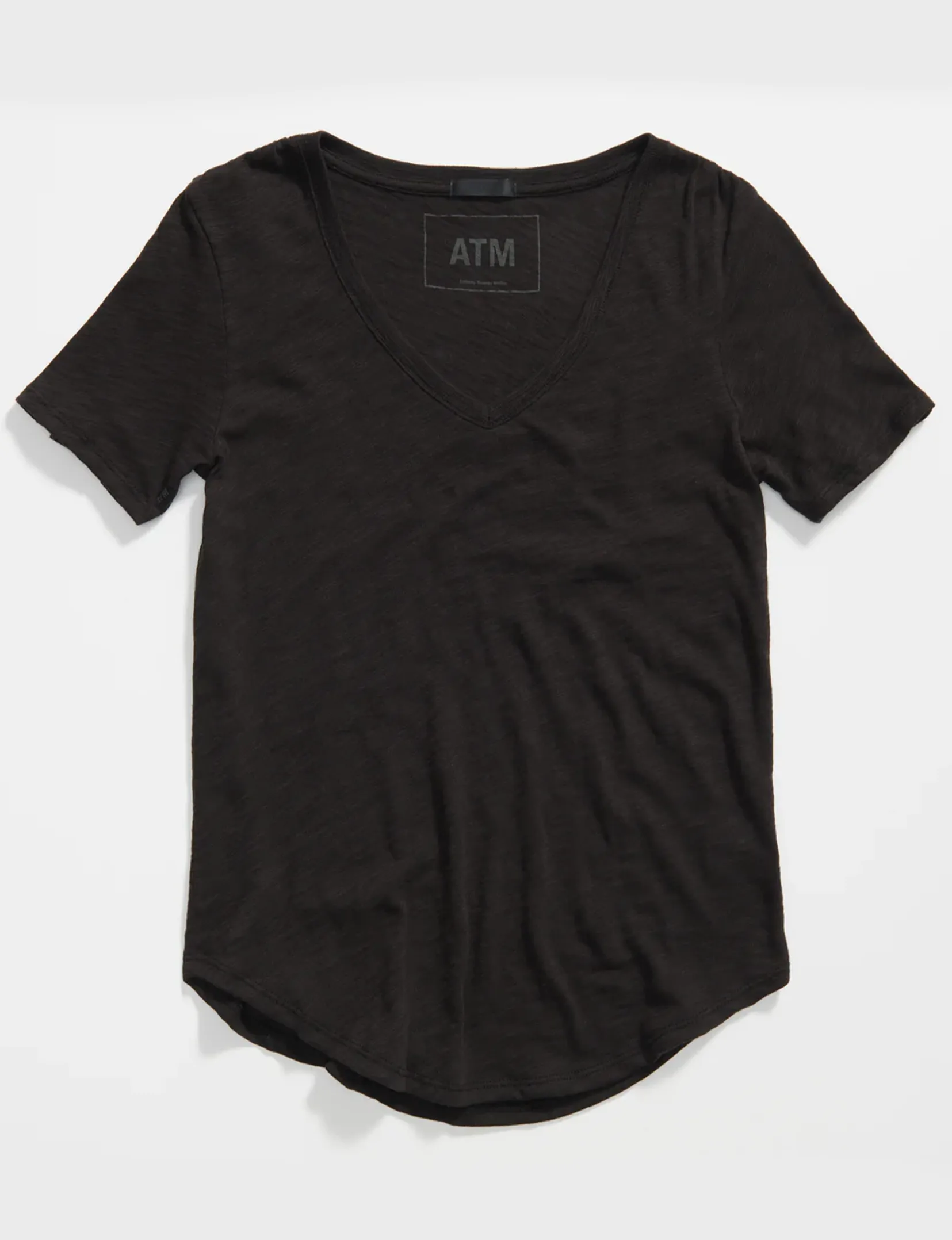 Slub Jersey V-Neck Tee, Black