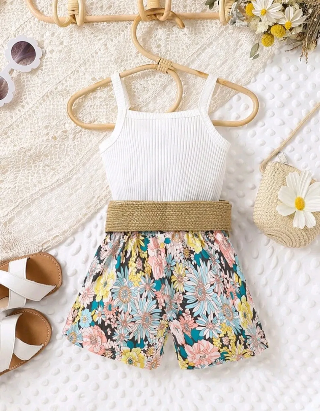 Spaghetti Strap Floral Top and Shorts #10017