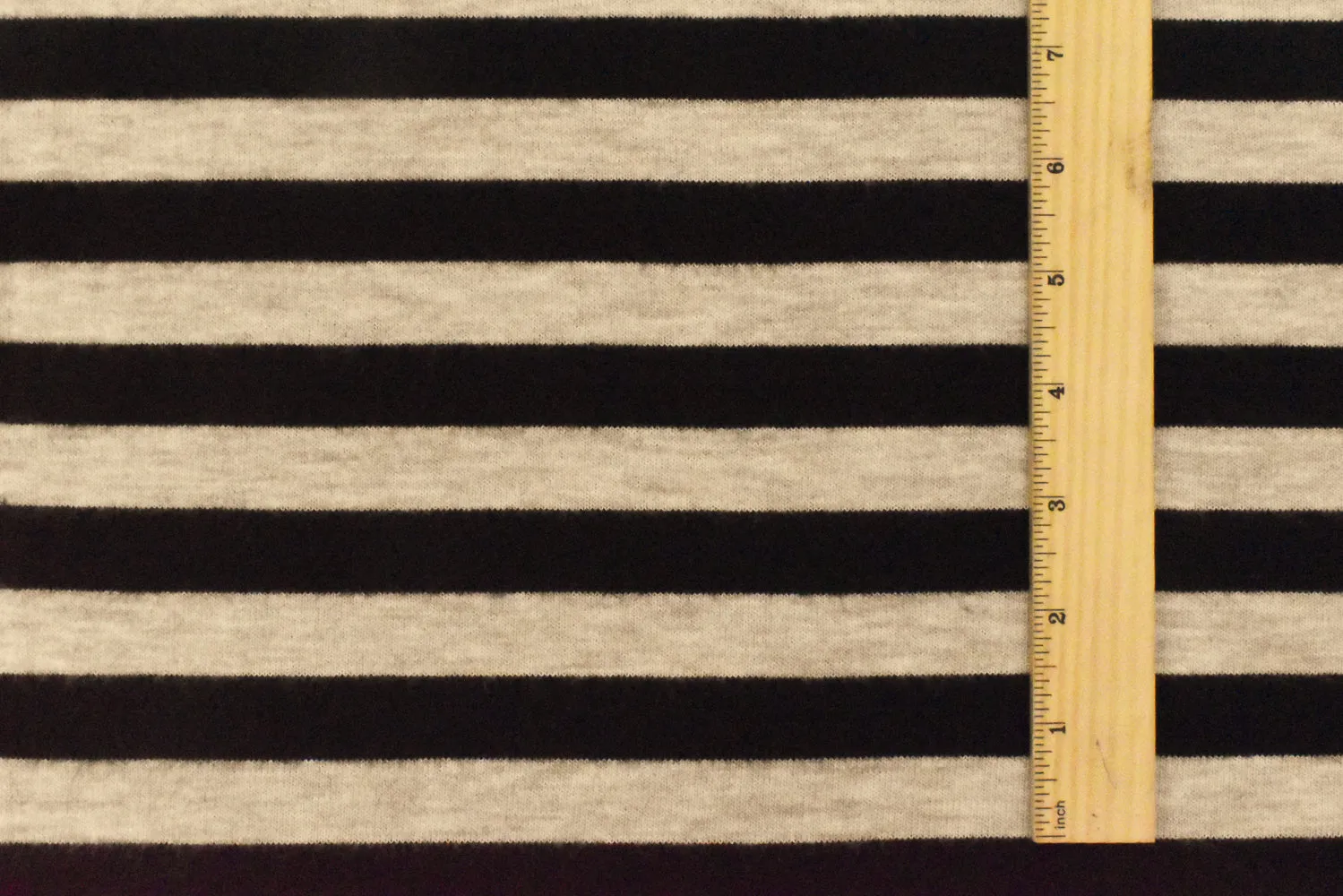 Stone Beige-Black Stripe Stretch Poly Brushed Jersey Knit Fabric