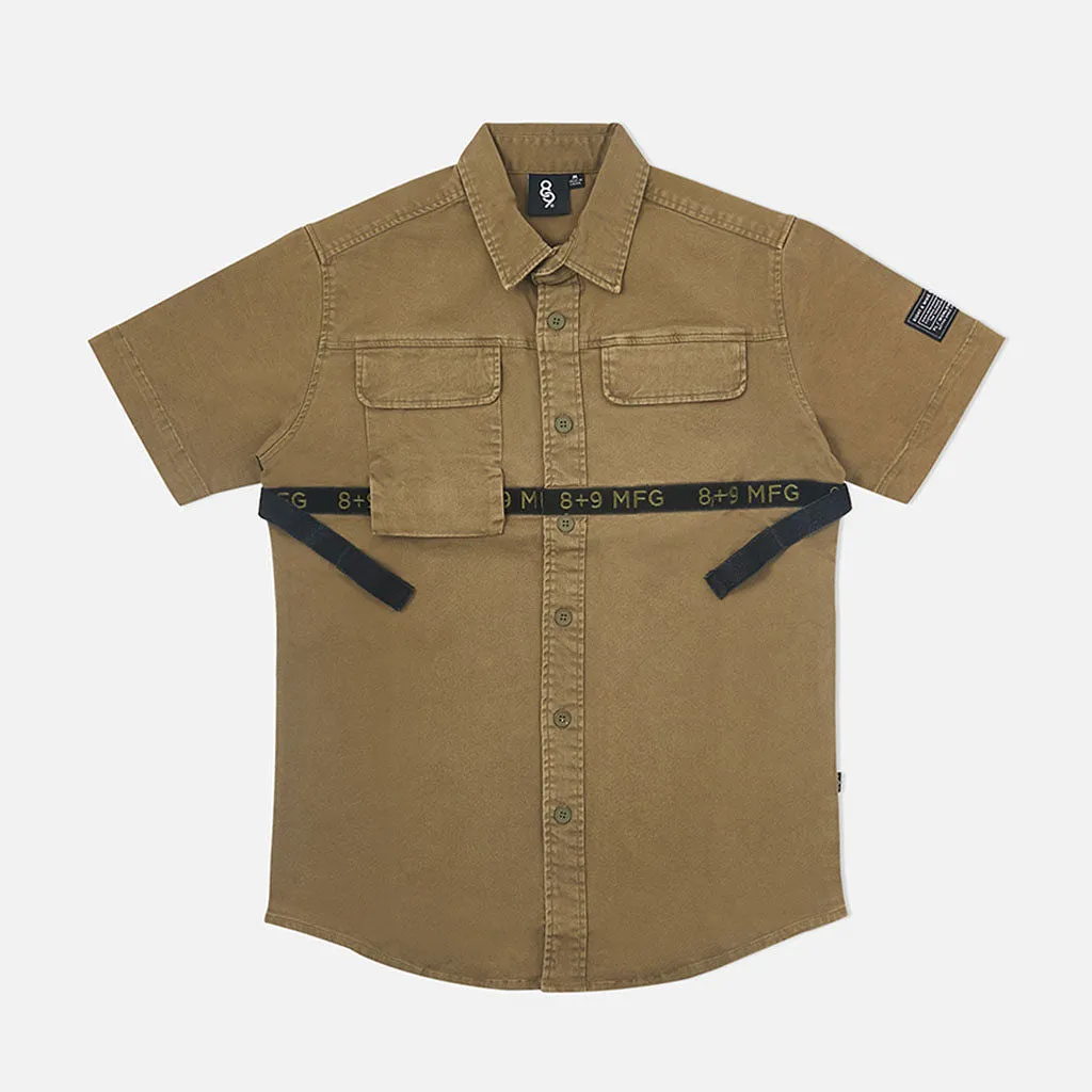 Strapped Up Vintage Button Up Shirt Olive