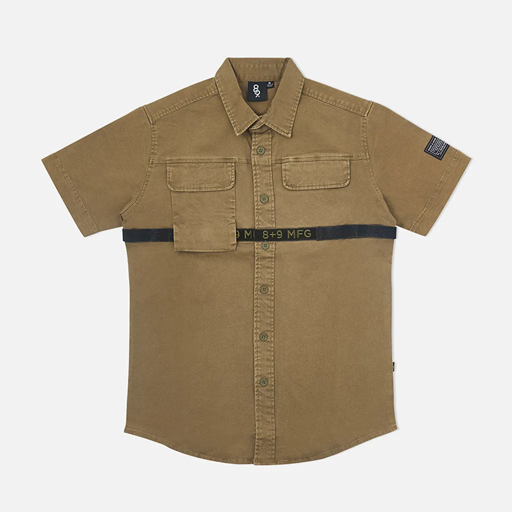 Strapped Up Vintage Button Up Shirt Olive