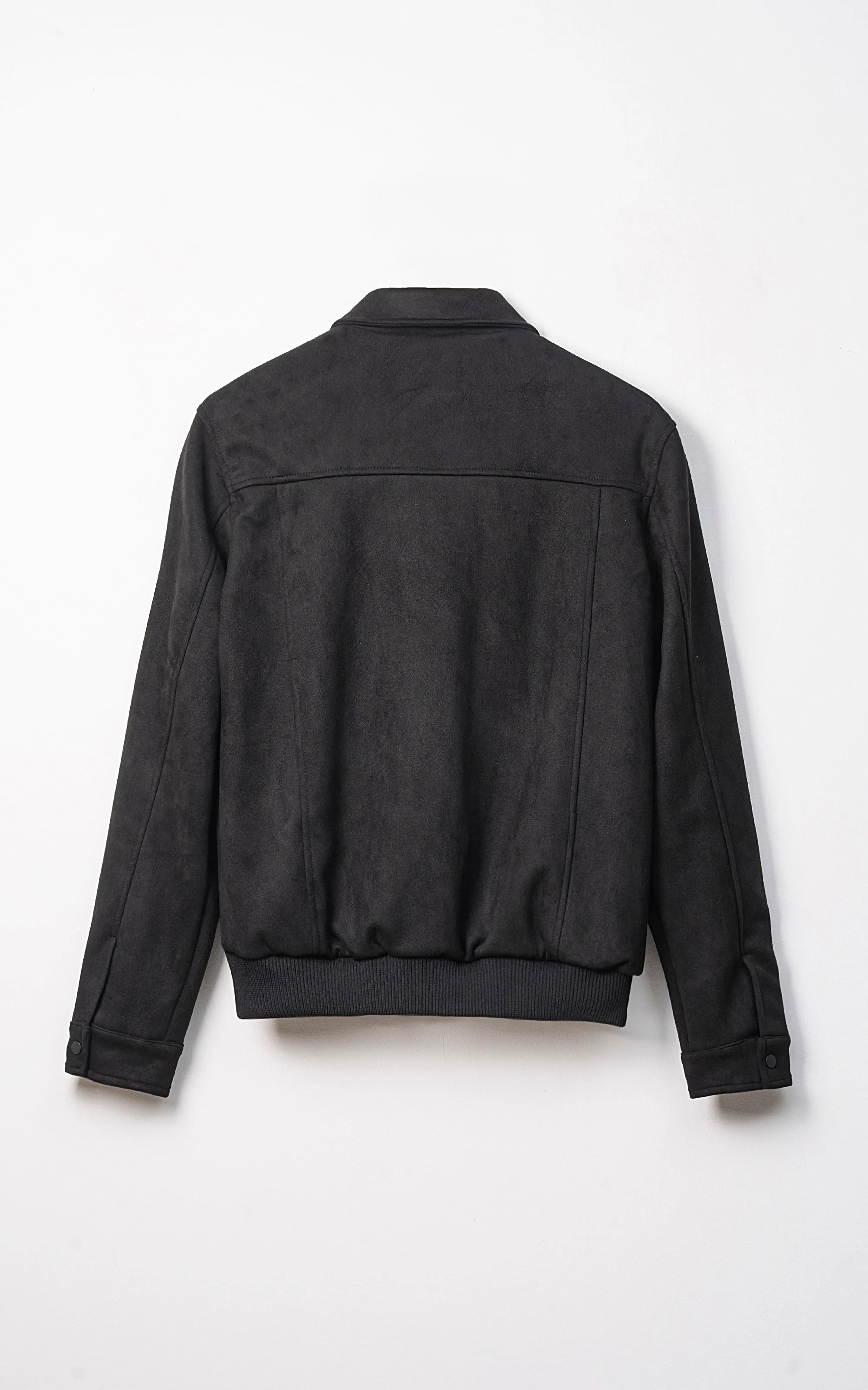 SUEDE UTILITY JACKET FULL SLEEVE BLACK