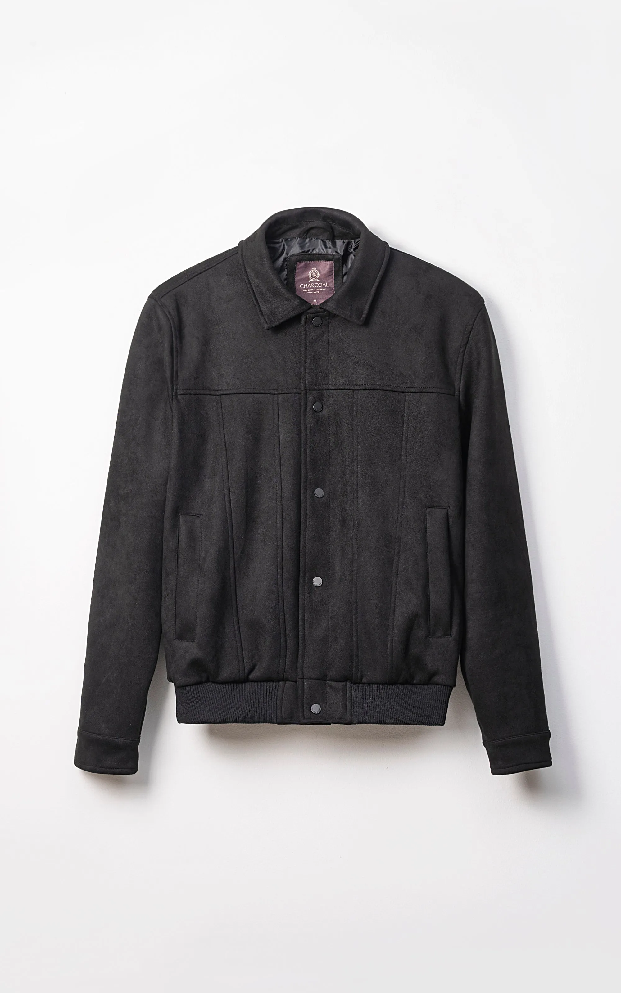 SUEDE UTILITY JACKET FULL SLEEVE BLACK