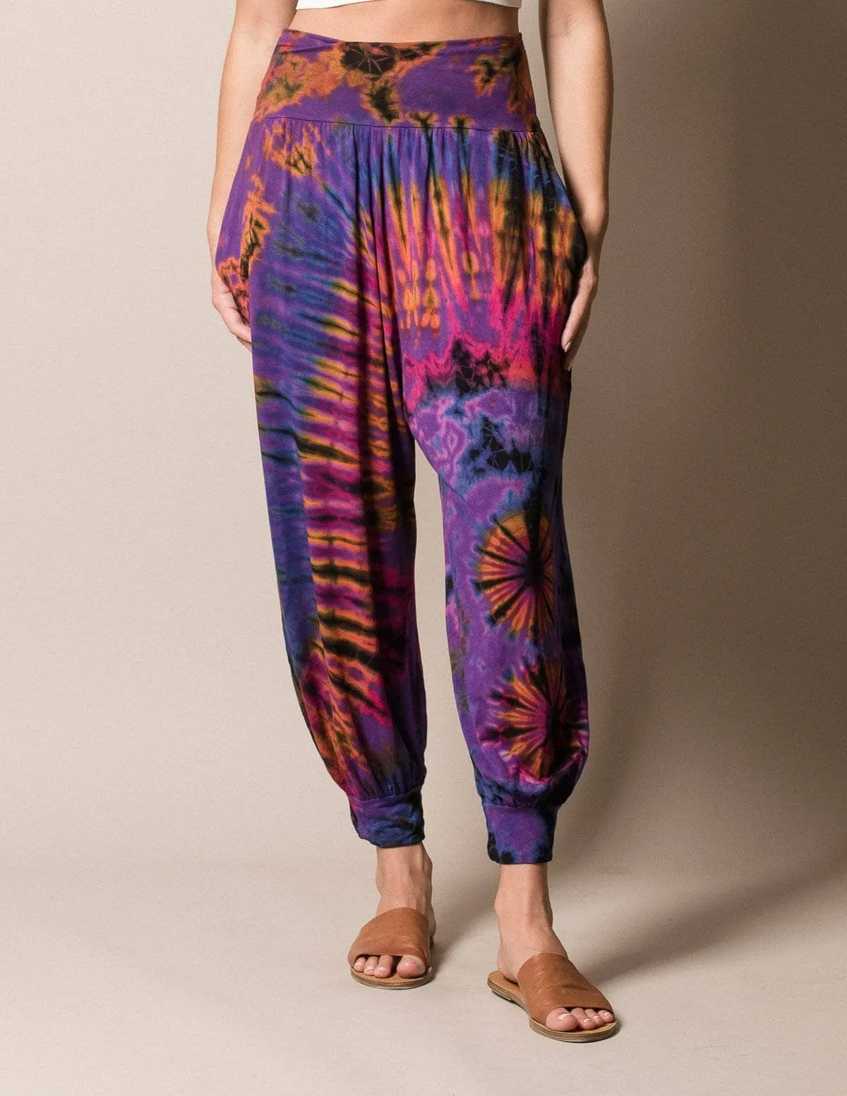 Tie-Dye Harem Pants - Purple