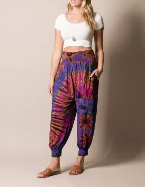 Tie-Dye Harem Pants - Purple