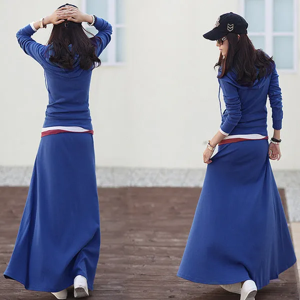 women leisure suit slim long skirt slim hooded large size sweater suit skirt