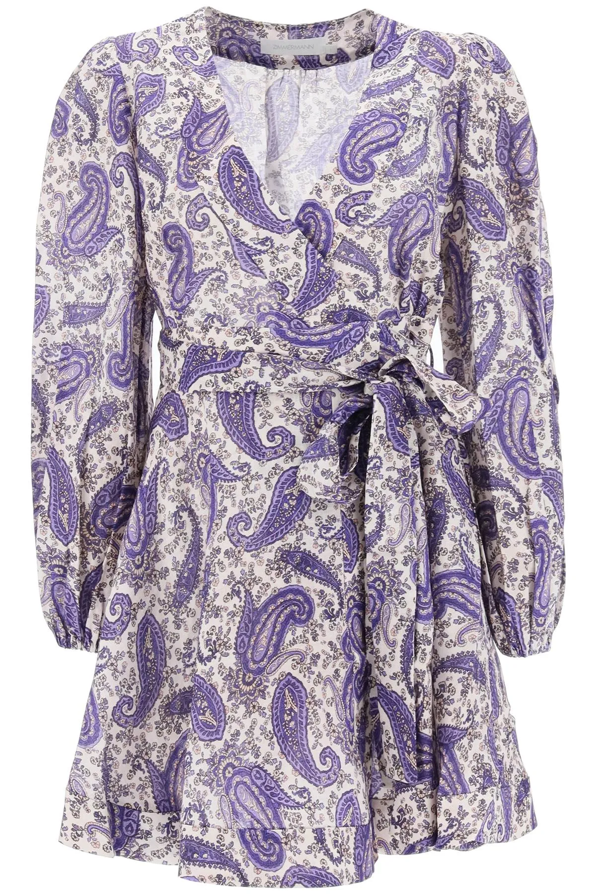 Zimmermann paisley print linen devi wrap minidress